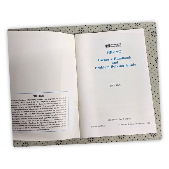 Vintage HP-12C Calculator Owner's Handbook and Problem Solving Guide Manual 1984 - Picture 3 of 3